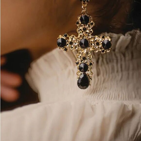Vintage cross earrings N1159 - Picture 1 of 4